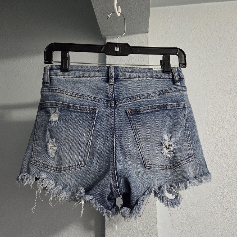 Almost Famous Light Blue Ripped Jean Shorts - Picture 2 of 3